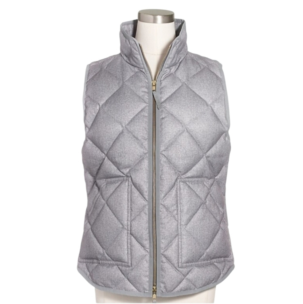 J. CREW Textured Quilted Down Filled Grey Puffer Vest Size XL